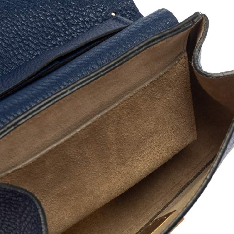 Pre Owned Chloe Blue Leather Small Drew Shoulder Bag
