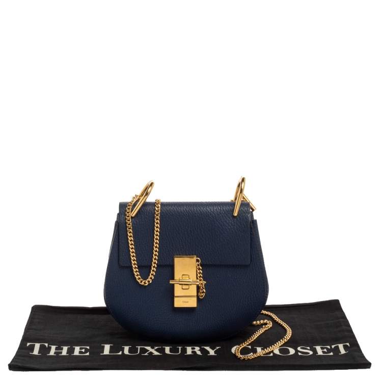 Pre Owned Chloe Blue Leather Small Drew Shoulder Bag