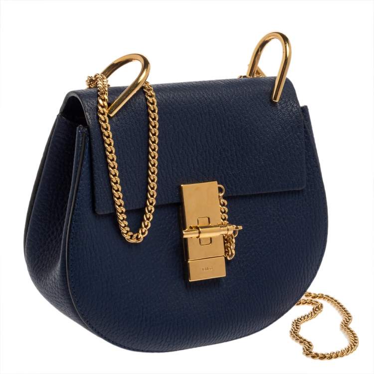 Pre Owned Chloe Blue Leather Small Drew Shoulder Bag