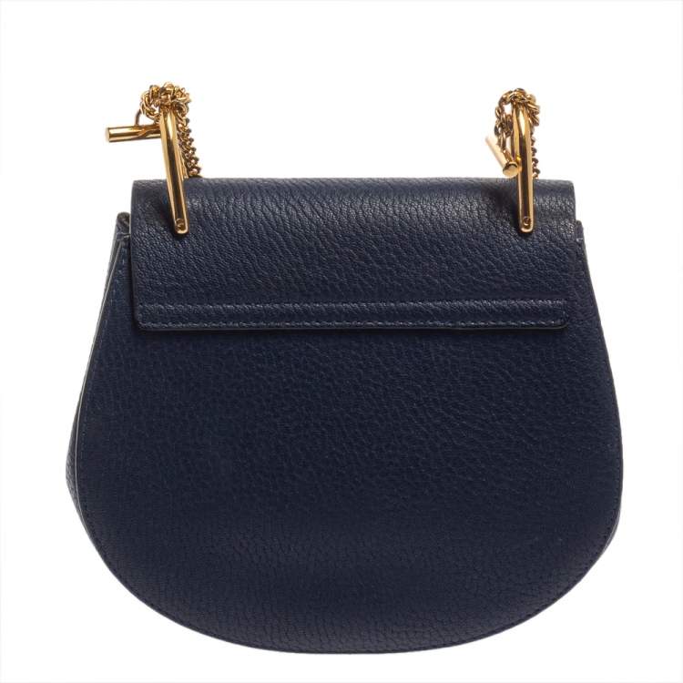 Pre Owned Chloe Blue Leather Small Drew Shoulder Bag