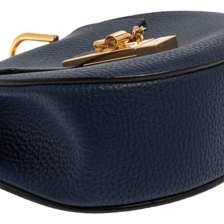 Pre Owned Chloe Blue Leather Small Drew Shoulder Bag