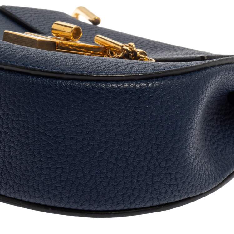 Pre Owned Chloe Blue Leather Small Drew Shoulder Bag