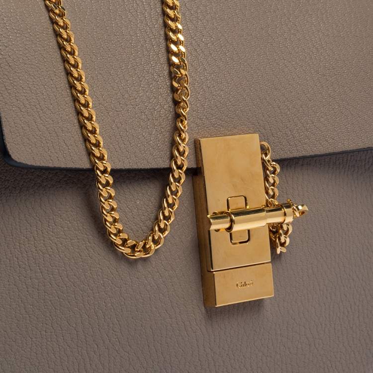 Pre Owned Chloe Grey Leather Medium Drew Shoulder Bag
