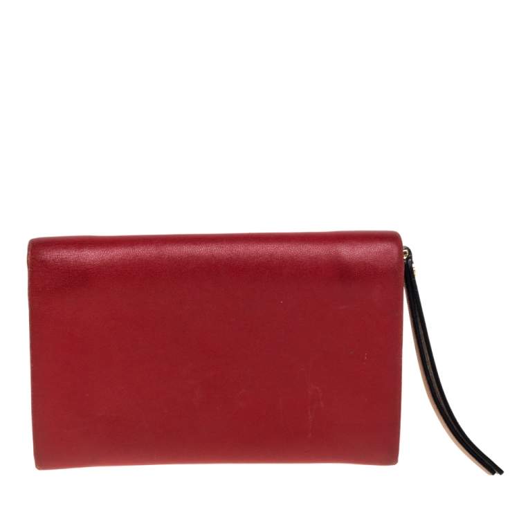 Pre Owned Chloé Red Leather Fold Over Flap Wallet