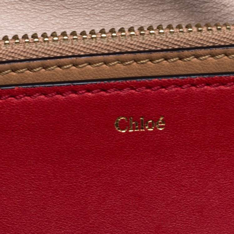 Pre Owned Chloé Red Leather Fold Over Flap Wallet