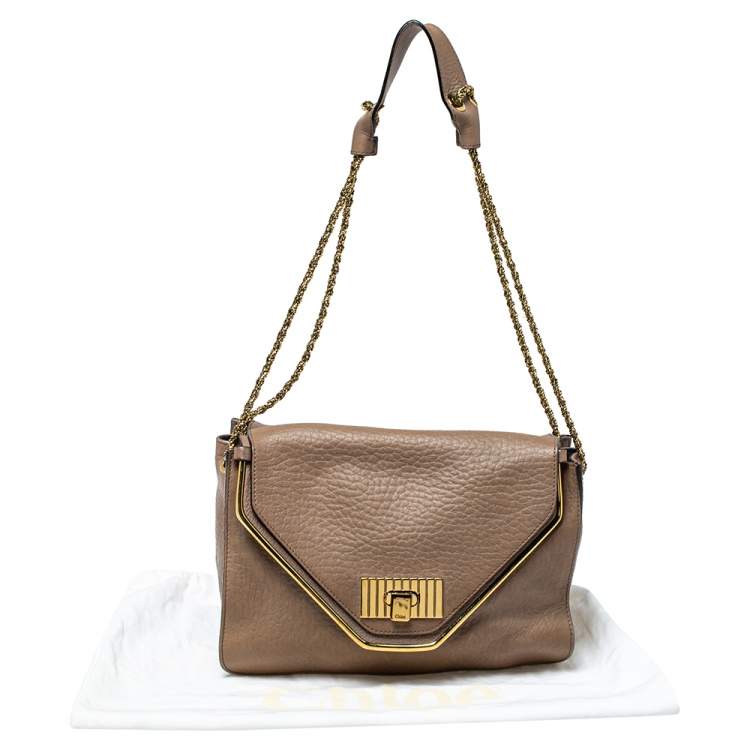 Pre Owned Chloe Beige Leather Medium Sally Flap Shoulder Bag