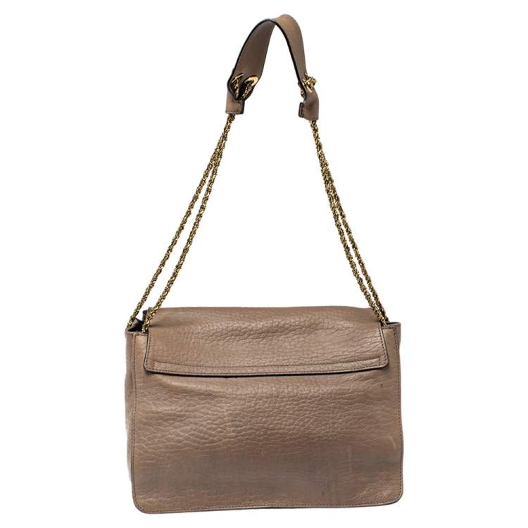 Pre Owned Chloe Beige Leather Medium Sally Flap Shoulder Bag