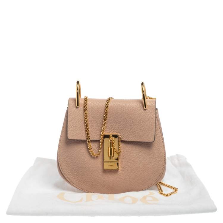 Pre Owned Chloe Powder Pink Leather Small Drew Shoulder Bag