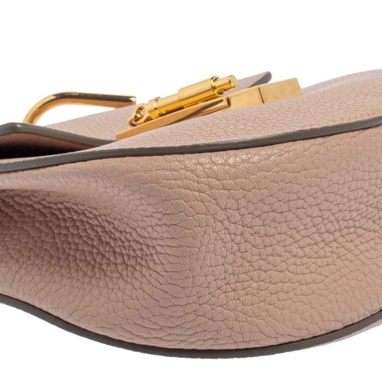 Pre Owned Chloe Powder Pink Leather Small Drew Shoulder Bag