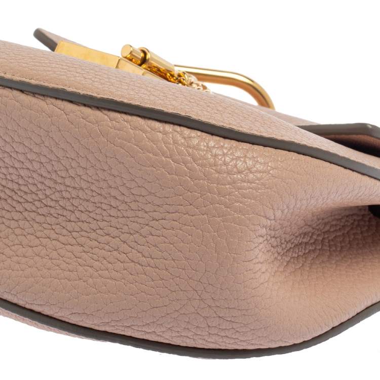 Pre Owned Chloe Powder Pink Leather Small Drew Shoulder Bag