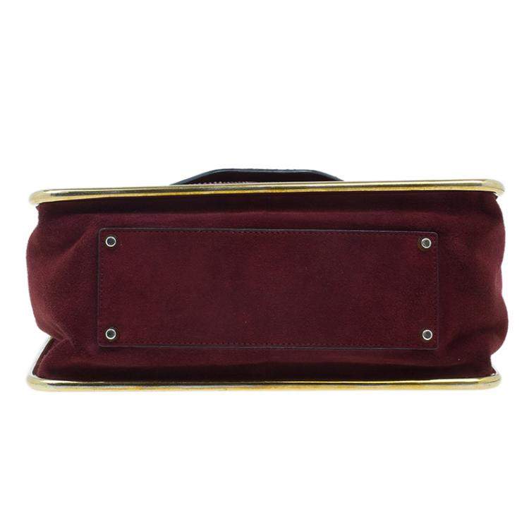 Pre Owned Chloe Burgundy Python Medium Sally Shoulder Bag