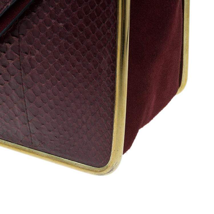 Pre Owned Chloe Burgundy Python Medium Sally Shoulder Bag