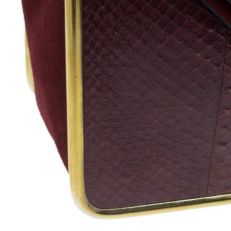 Pre Owned Chloe Burgundy Python Medium Sally Shoulder Bag
