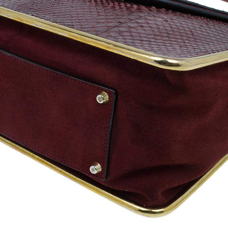 Pre Owned Chloe Burgundy Python Medium Sally Shoulder Bag