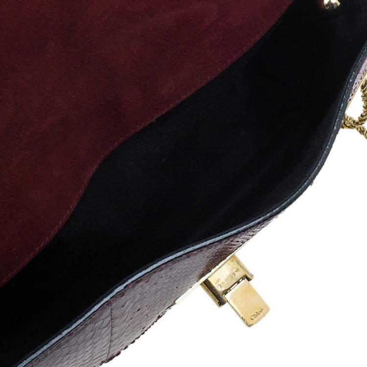 Pre Owned Chloe Burgundy Python Medium Sally Shoulder Bag