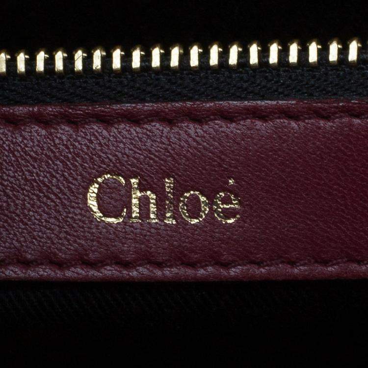 Pre Owned Chloe Burgundy Python Medium Sally Shoulder Bag