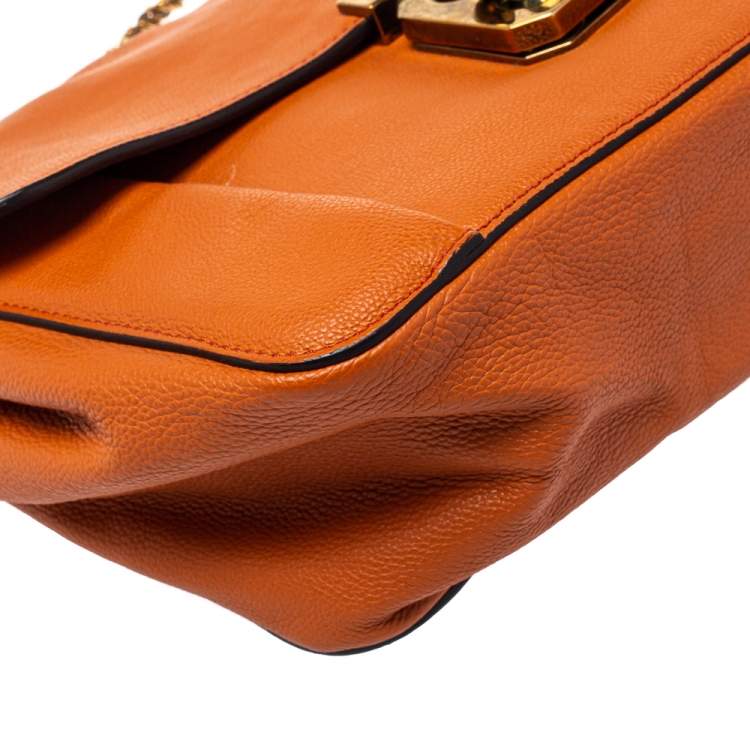 Pre Owned Chloe Orange Leather Medium Elsie Shoulder Bag