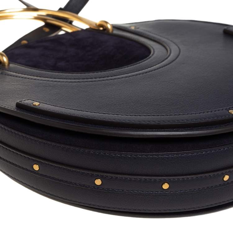 Pre Owned Chloe Midnight Blue Leather and Suede Pixie Shoulder Bag