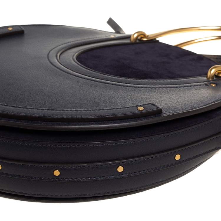 Pre Owned Chloe Midnight Blue Leather and Suede Pixie Shoulder Bag