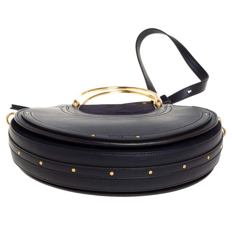 Pre Owned Chloe Midnight Blue Leather and Suede Pixie Shoulder Bag