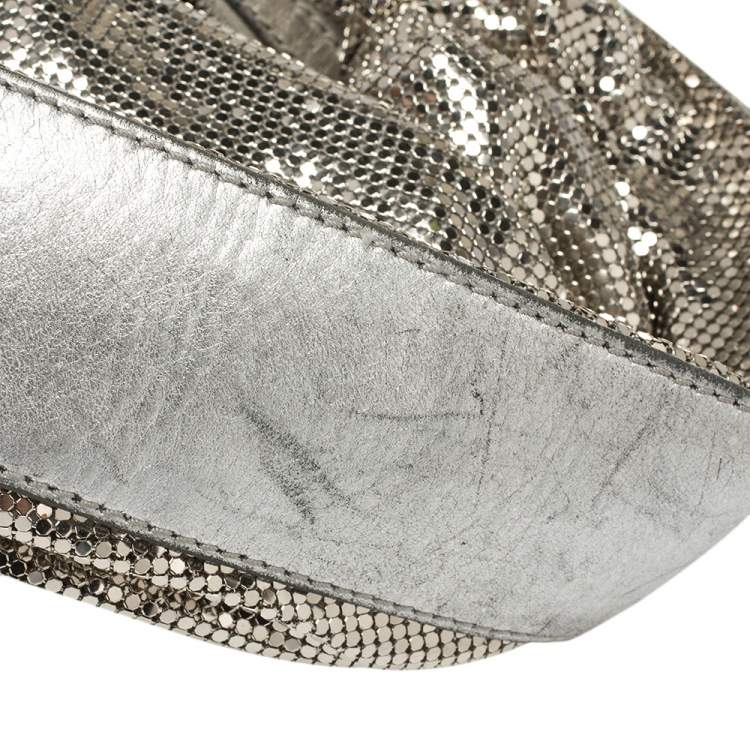Pre Owned Chloe Silver Metal Mesh and Leather Chainmail Hobo