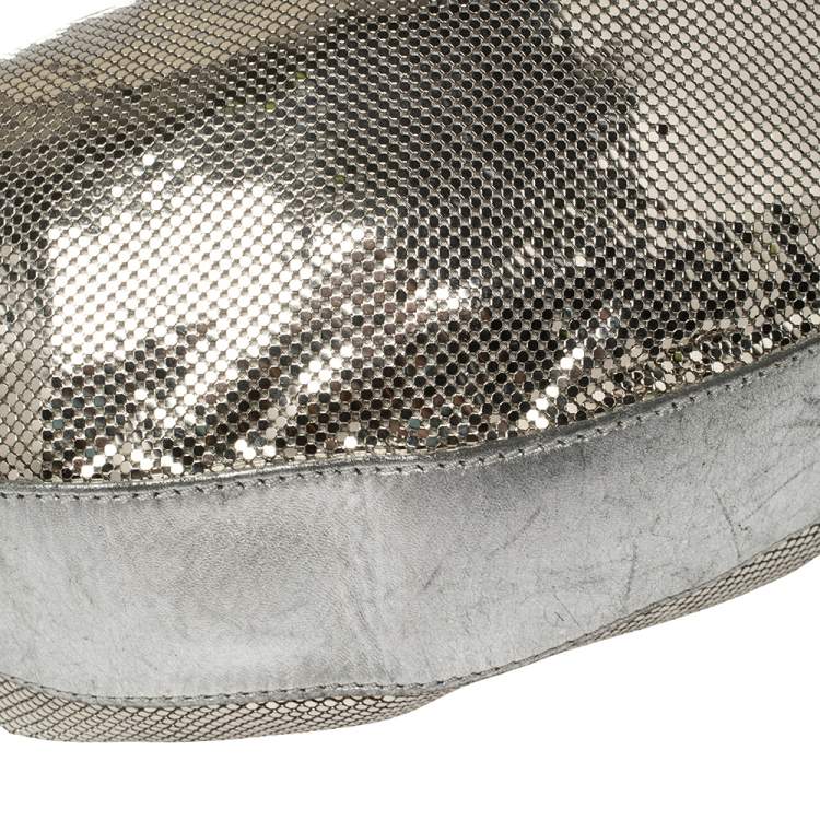 Pre Owned Chloe Silver Metal Mesh and Leather Chainmail Hobo
