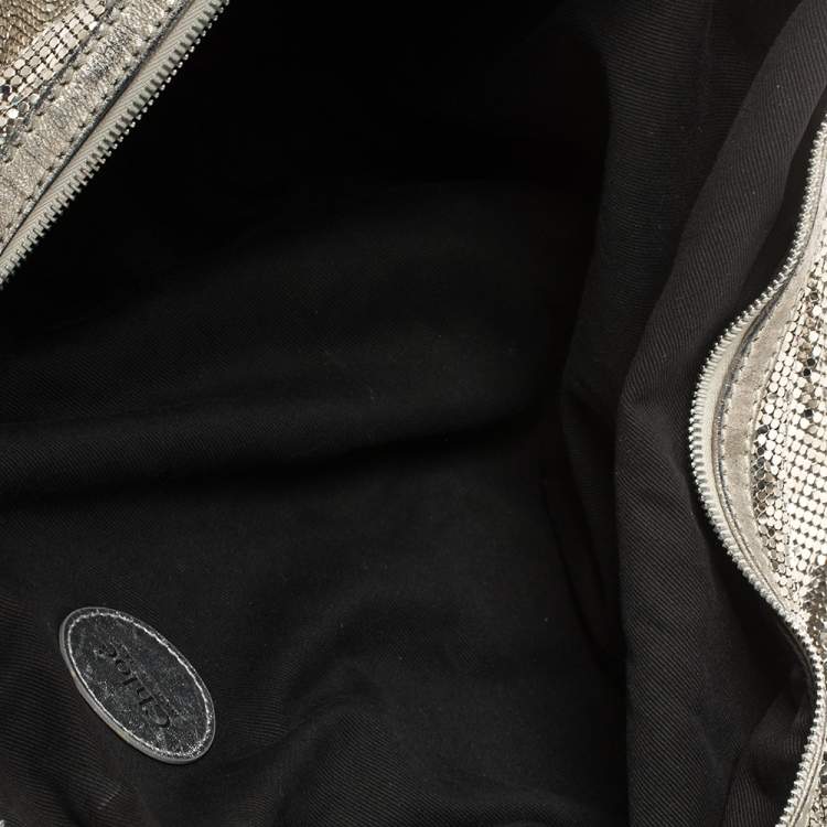 Pre Owned Chloe Silver Metal Mesh and Leather Chainmail Hobo