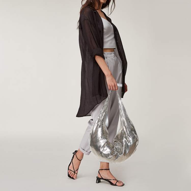 Pre Owned Chloe Silver Metal Mesh and Leather Chainmail Hobo