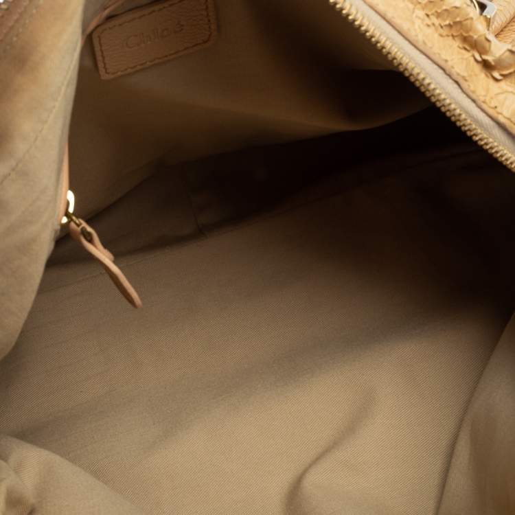 Pre Owned Chloe Beige/Cream Python and Leather Large Paraty Shoulder Bag