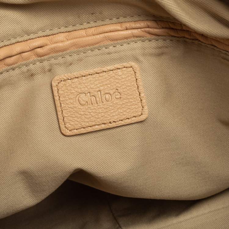 Pre Owned Chloe Beige/Cream Python and Leather Large Paraty Shoulder Bag