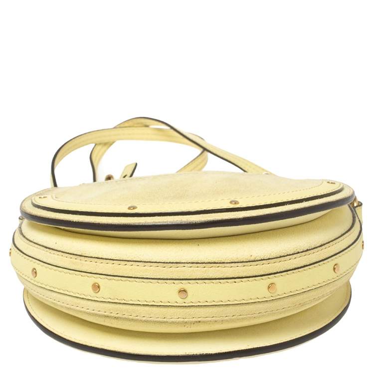 Pre Owned Chloe Yellow Leather and Suede Small Pixie Shoulder Bag