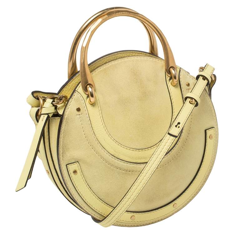 Pre Owned Chloe Yellow Leather and Suede Small Pixie Shoulder Bag