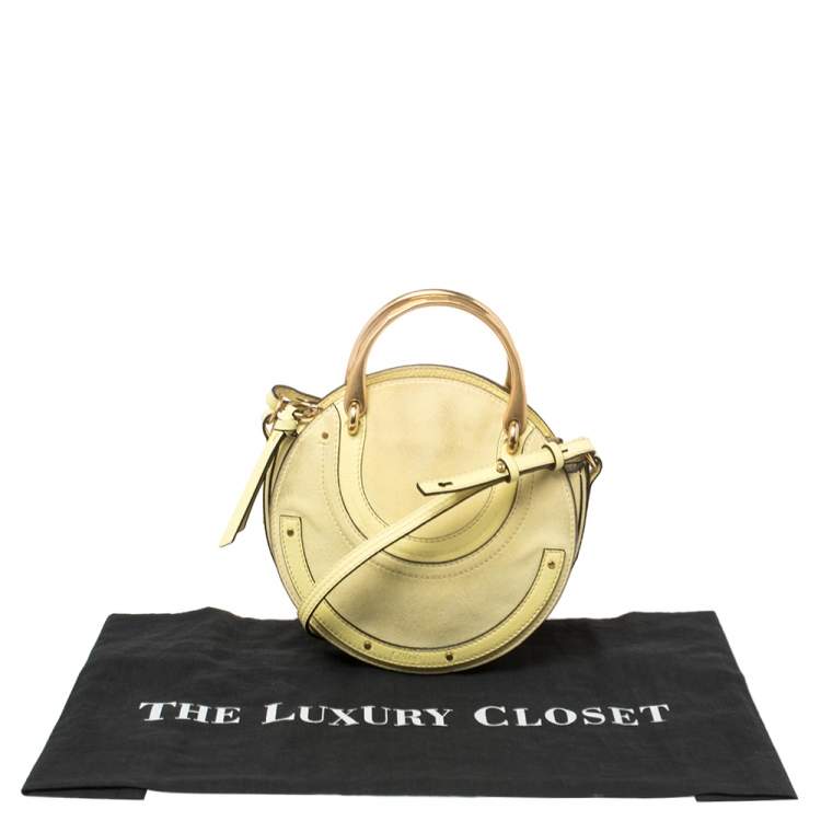 Pre Owned Chloe Yellow Leather and Suede Small Pixie Shoulder Bag