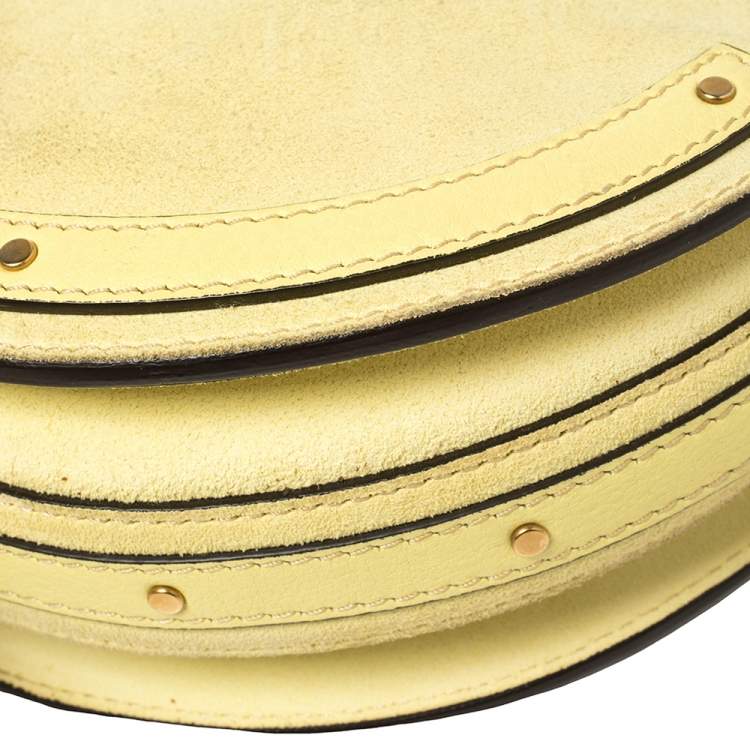 Pre Owned Chloe Yellow Leather and Suede Small Pixie Shoulder Bag