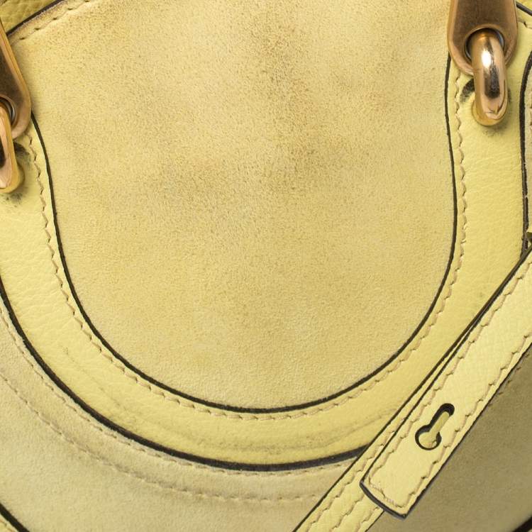 Pre Owned Chloe Yellow Leather and Suede Small Pixie Shoulder Bag