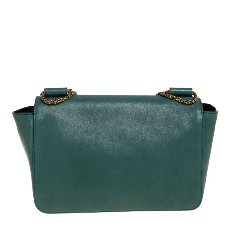Pre Owned Chloe Green Leather Medium Elsie Shoulder Bag