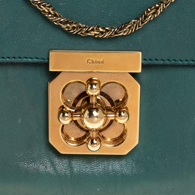 Pre Owned Chloe Green Leather Medium Elsie Shoulder Bag