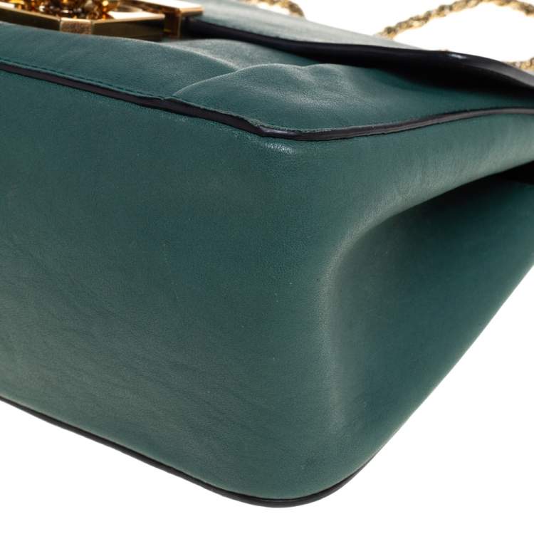 Pre Owned Chloe Green Leather Medium Elsie Shoulder Bag