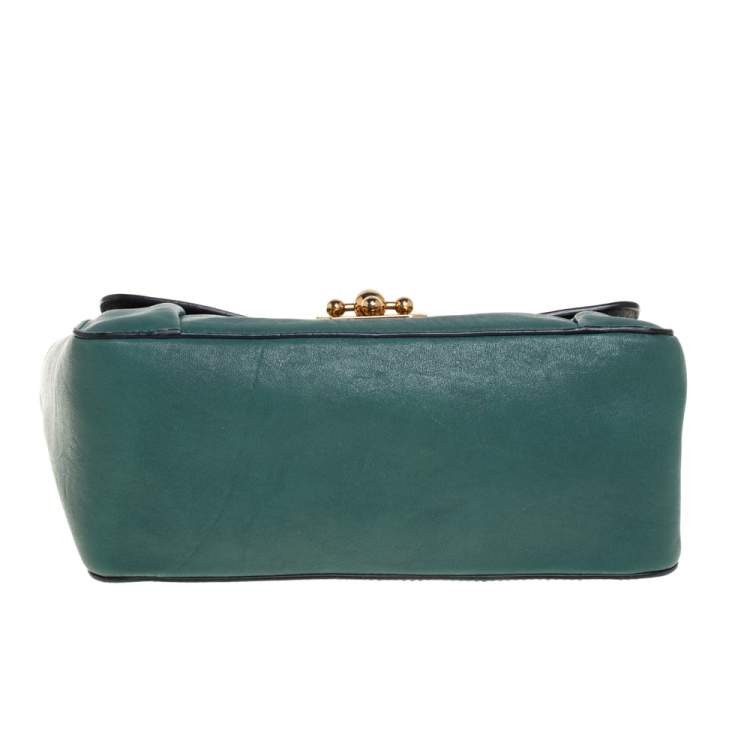 Pre Owned Chloe Green Leather Medium Elsie Shoulder Bag