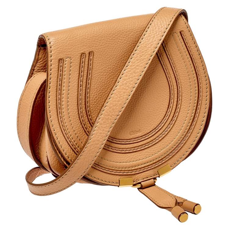Pre Owned Chloe Beige Leather Mini Marcie Crossbody Bag