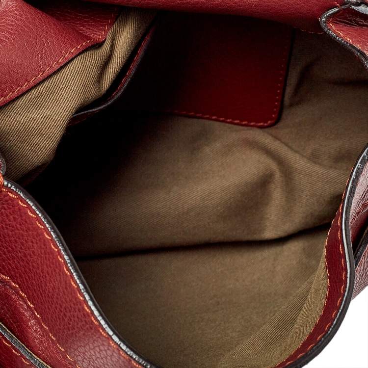 Pre Owned Chloe Burgundy Pebbled Leather Marcie Crossbody Bag