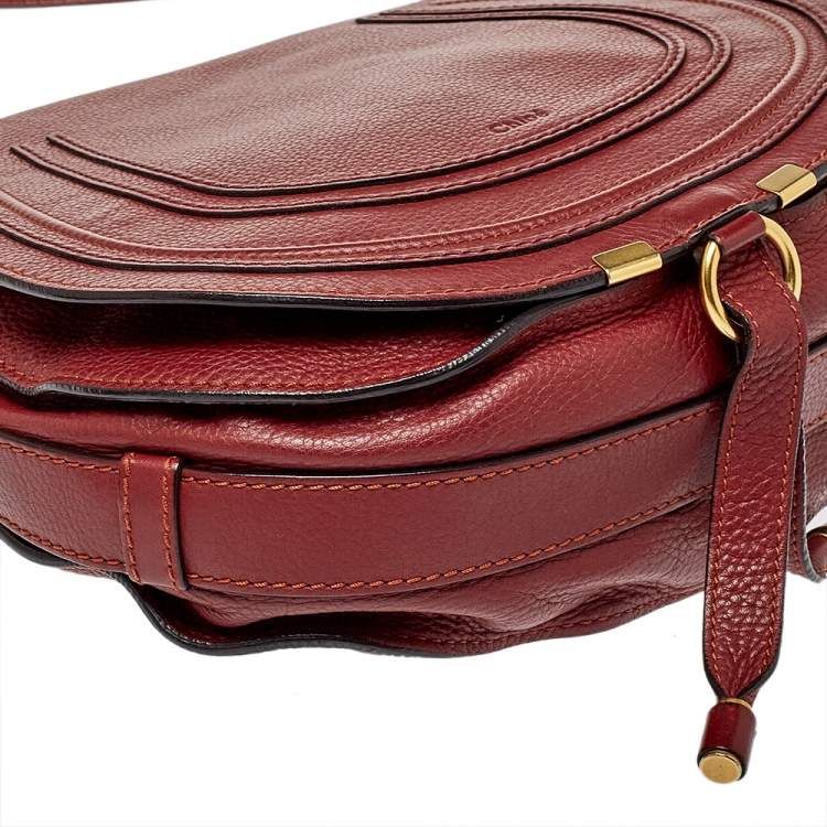 Pre Owned Chloe Burgundy Pebbled Leather Marcie Crossbody Bag