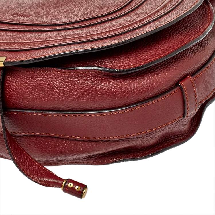 Pre Owned Chloe Burgundy Pebbled Leather Marcie Crossbody Bag