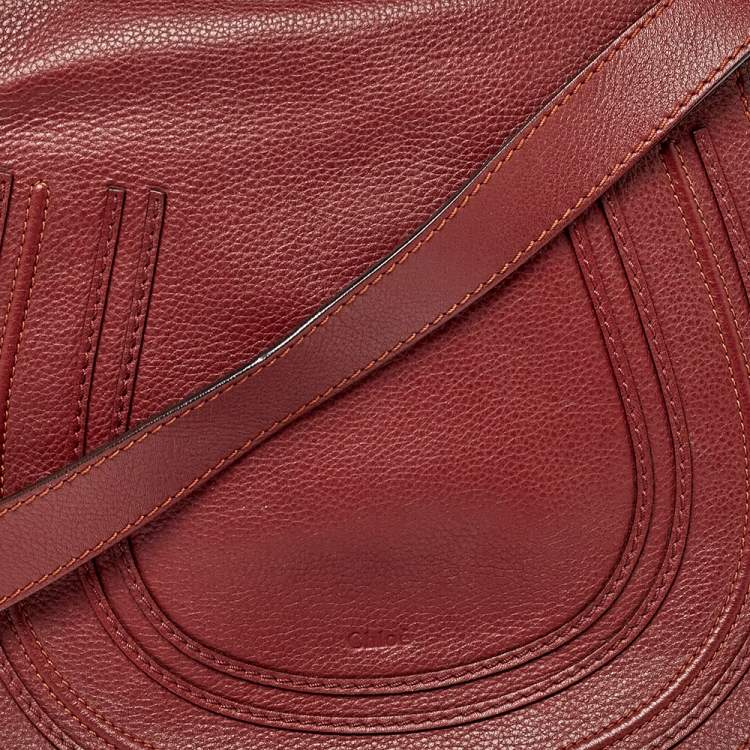 Pre Owned Chloe Burgundy Pebbled Leather Marcie Crossbody Bag