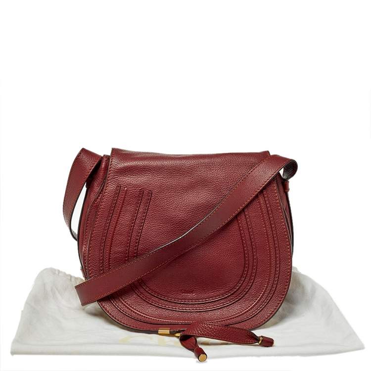 Pre Owned Chloe Burgundy Pebbled Leather Marcie Crossbody Bag