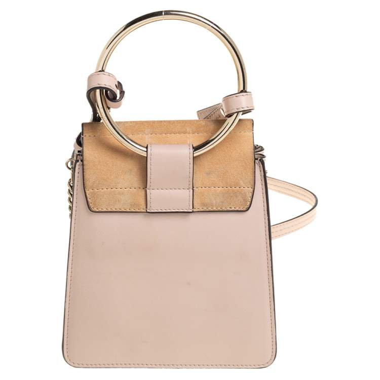 Pre Owned Chloé Peach Leather and Suede Mini Faye Crossbody Bag