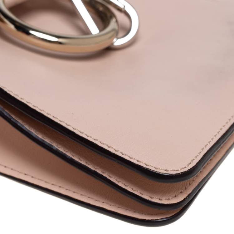 Pre Owned Chloé Peach Leather and Suede Mini Faye Crossbody Bag
