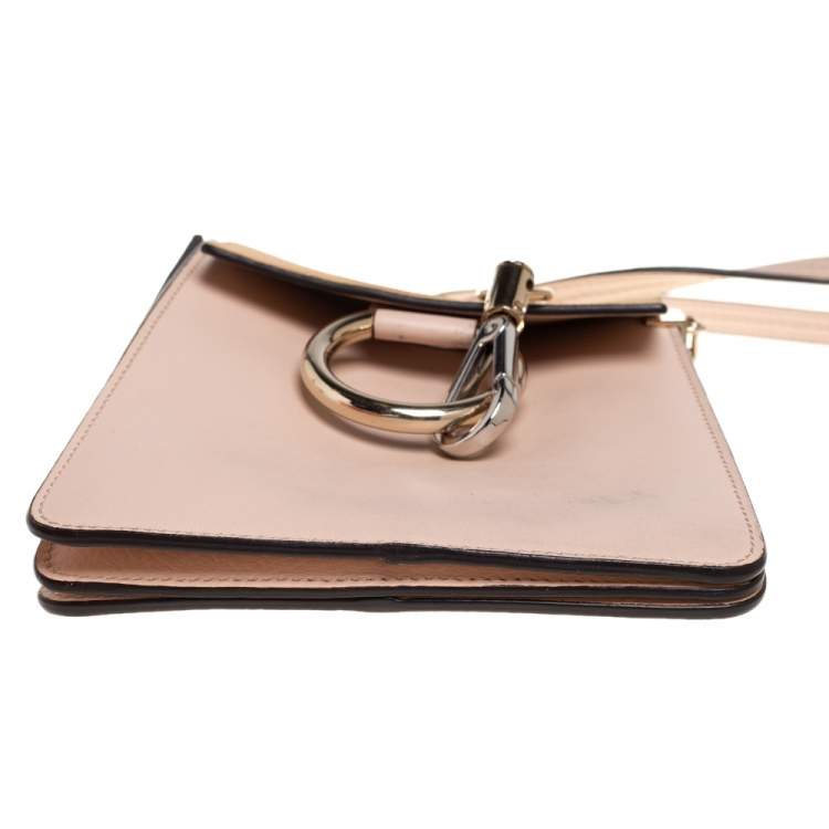 Pre Owned Chloé Peach Leather and Suede Mini Faye Crossbody Bag