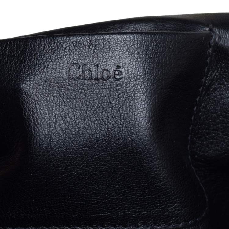 Pre Owned Chloé Black Velvet and Leather Medium Elsie Shoulder Bag