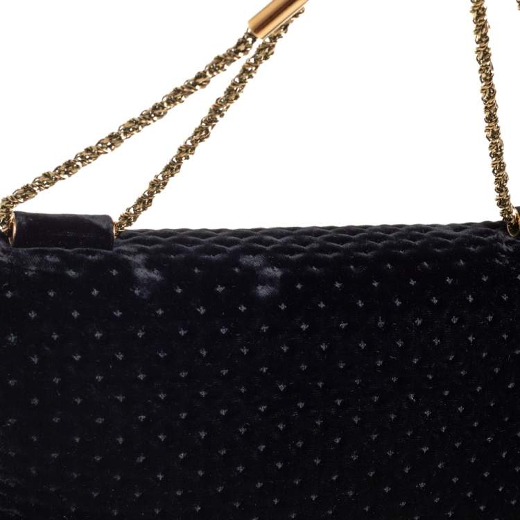 Pre Owned Chloé Black Velvet and Leather Medium Elsie Shoulder Bag